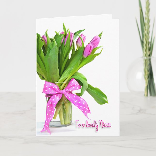 Birthday Tulips for Niece Card (Front)