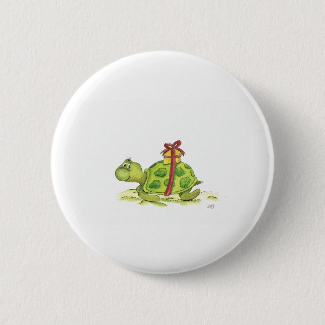 Birthday Turtle 2 Inch Round Button (Front)