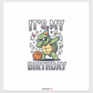 Birthday Turtle Basketball Party Vector Design_1