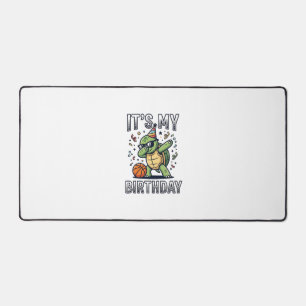 Birthday Turtle Basketball Party Vector Design_1 Desk Mat
