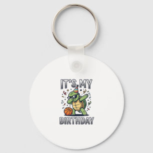Birthday Turtle Basketball Party Vector Design_1 Keychain