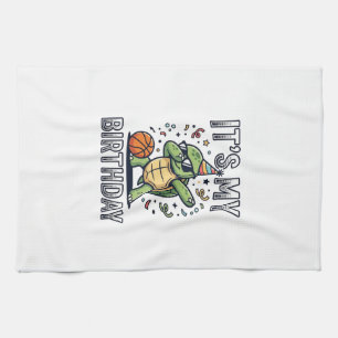 Birthday Turtle Basketball Party Vector Design_1 Kitchen Towel