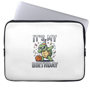 Birthday Turtle Basketball Party Vector Design_1 Laptop Sleeve