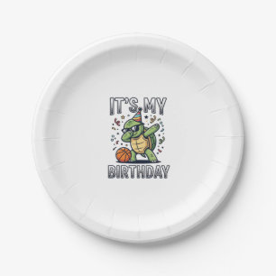 Birthday Turtle Basketball Party Vector Design_1 Paper Plate