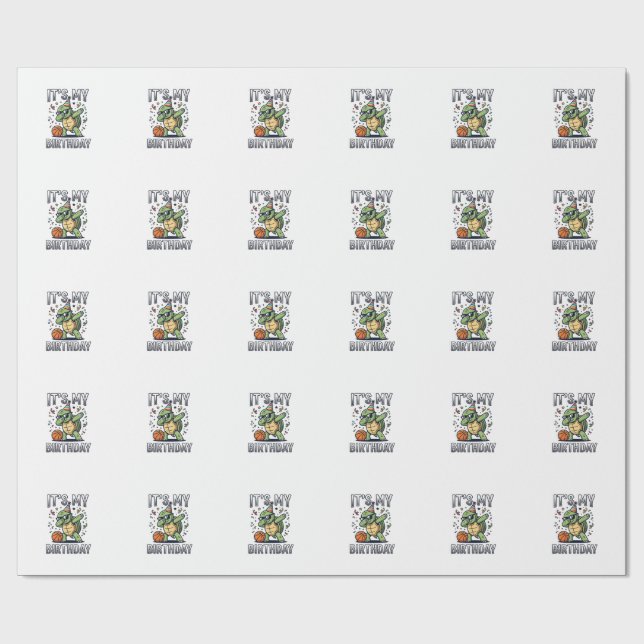 Birthday Turtle Basketball Party Vector Design_1 Wrapping Paper (Flat)