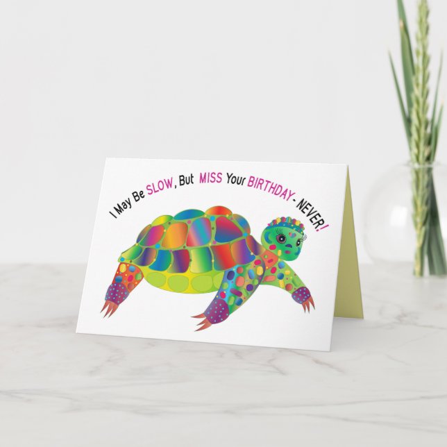 Birthday, Turtle Colorful Kaleidoscope Collection Card (Front)