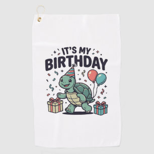 Birthday Turtle Party Vector Design_1 Golf Towel