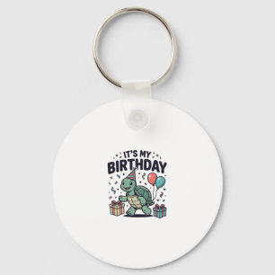 Birthday Turtle Party Vector Design_1 Keychain