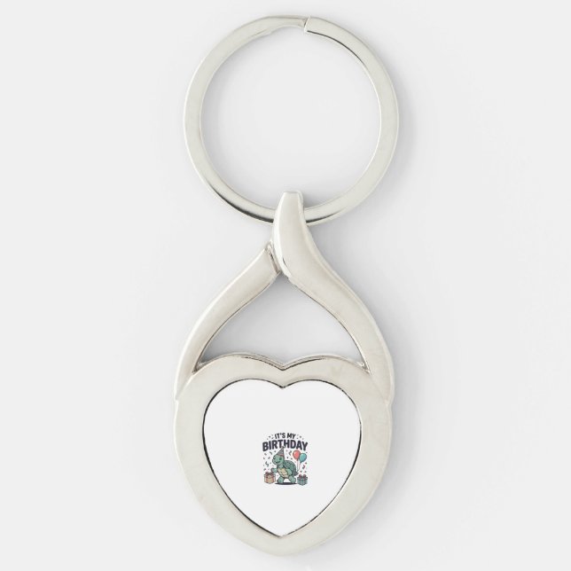 Birthday Turtle Party Vector Design_1 Keychain (Front)