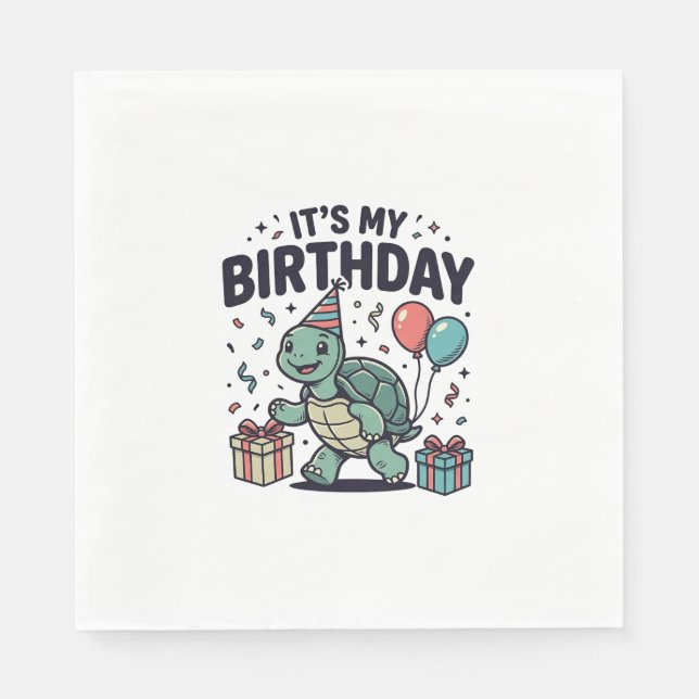 Birthday Turtle Party Vector Design_1 Napkin (Front)