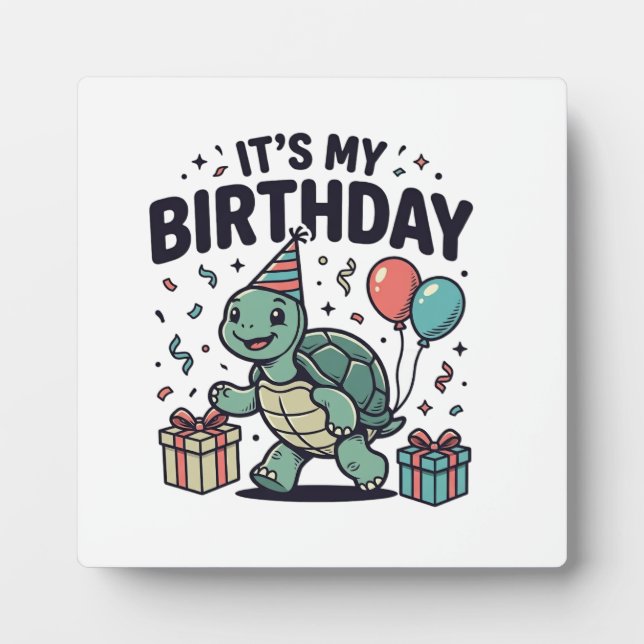 Birthday Turtle Party Vector Design_1 Plaque (Front)