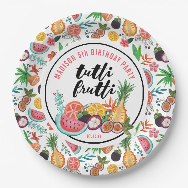 Birthday | Tutti Frutti | Paper Party Plate (Front)