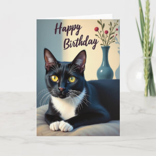 Birthday Tuxedo Cat Card