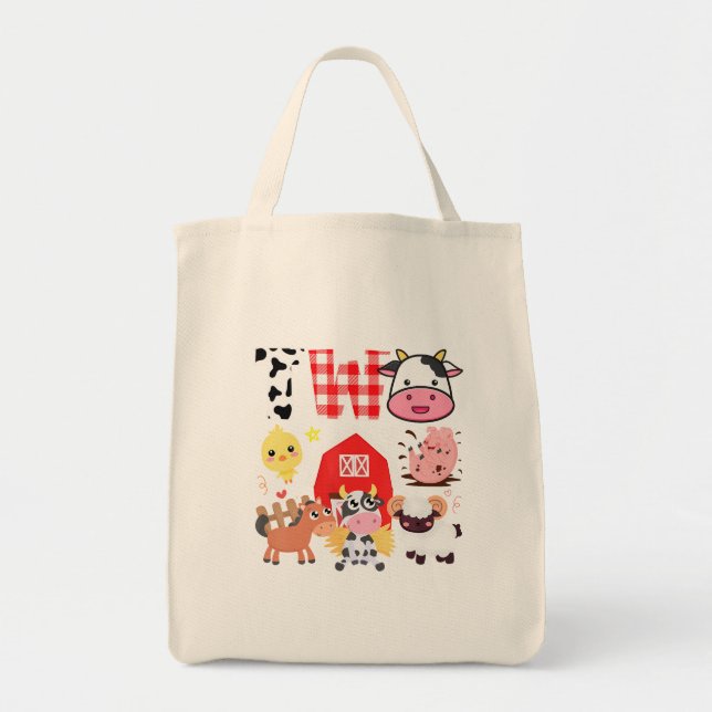 Birthday Two Year Old Farm Theme Animals Birthday  Tote Bag (Front)