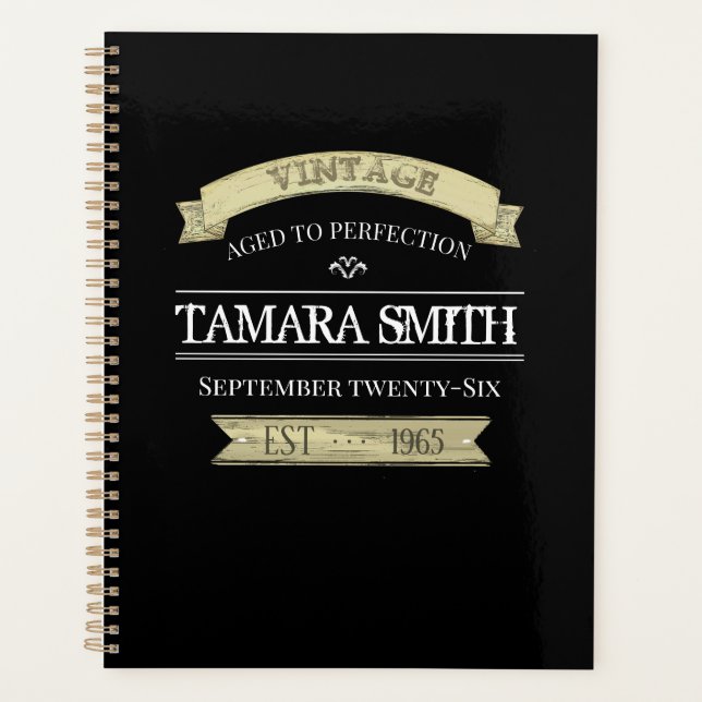 Birthday Typography Funny Aged To Perfection  Planner (Front)
