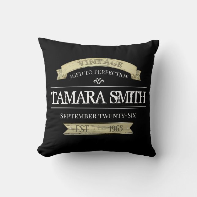 Birthday Typography Funny Aged To Perfection  Throw Pillow (Front)