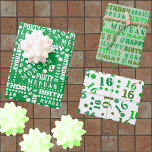 Birthday Typography Green Any Age Add Kids Name Wrapping Paper Sheet<br><div class="desc">Design your own wrapping paper with name in this cute birthday green and white typography design for any age where you can easily add your kid's name and age. Created for boys or girls and children or adults of any age, this word cloud style personalized birthday wrapping paper assortment is...</div>