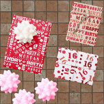Birthday Typography Red Any Age Add Kids Name Wrapping Paper Sheet<br><div class="desc">Design your own wrapping paper with name in this cute birthday red and white typography design for any age where you can easily add your kid's name and age. Created for boys or girls and children or adults of any age, this word cloud style personalized birthday wrapping paper assortment is...</div>