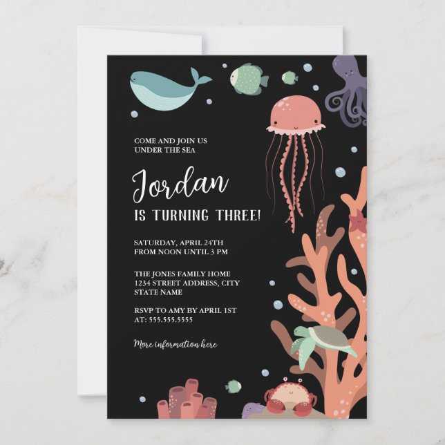 Birthday Under the Sea Invitation (Front)