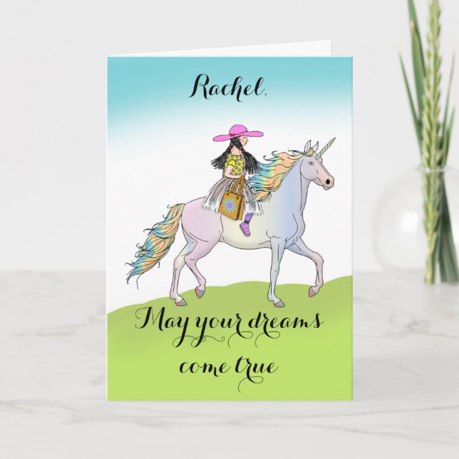 Birthday Unicorn Adventure for Girl  Card (Front)