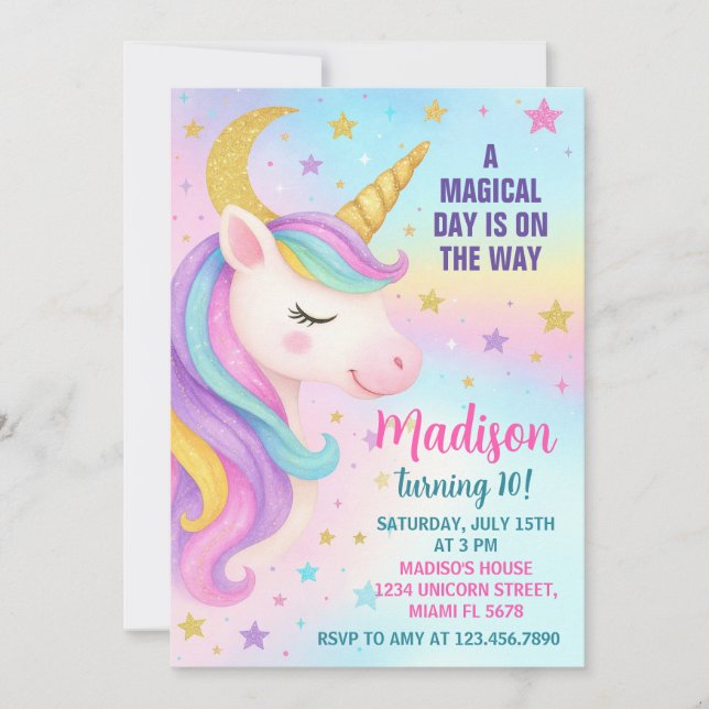 Birthday Unicorn Invitation (Front)