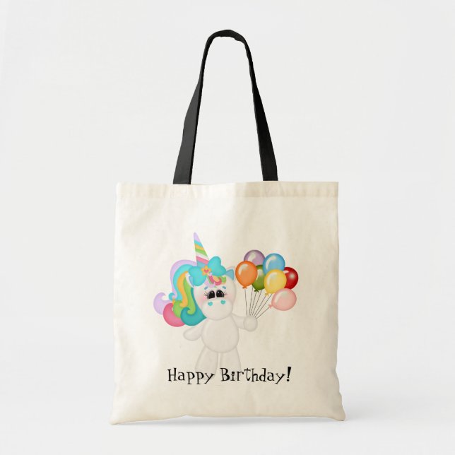 Birthday Unicorn kids tote bag (Front)