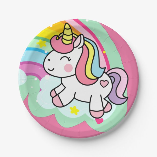 Birthday Unicorn  Paper Plate (Front)