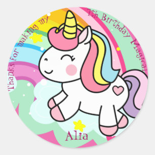 Birthday Unicorn Personalized Classic Round Sticker