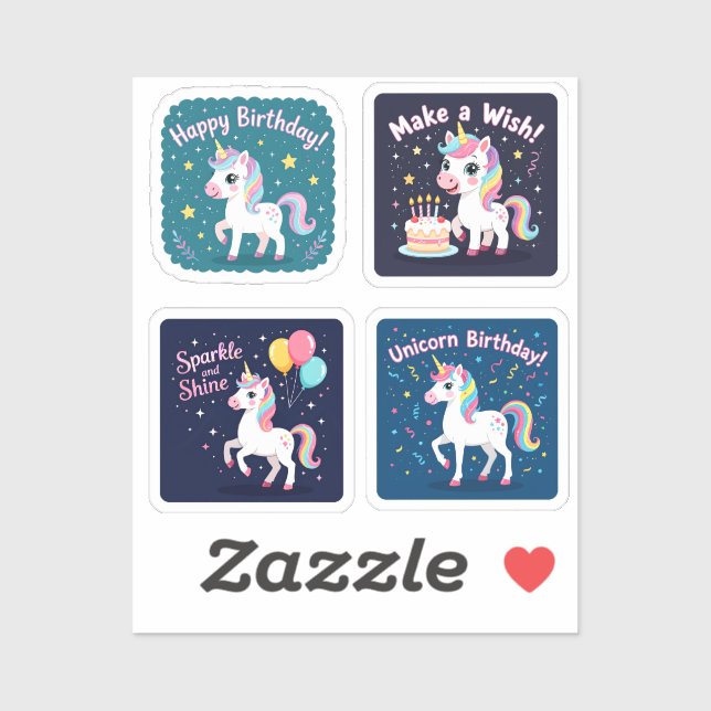 Birthday Unicorn Vector Collage – Cute Magical Uni (Sheet)