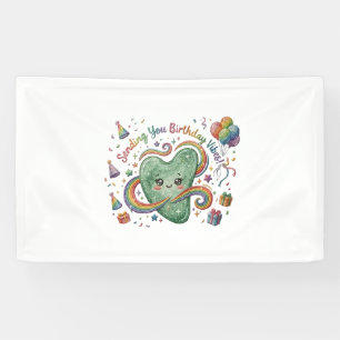 Birthday Vibes Cute Heart Rainbow Banner