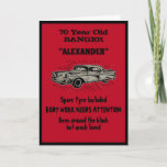 Birthday Vintage Car Create My Own Funny Red Card<br><div class="desc">Make that Birthday special with this funny card. The humour used is something we can all relate to. Easily customize the text of this birthday card using the template provided.</div>