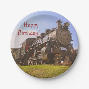 Birthday Vintage Steam Train Paper Plate