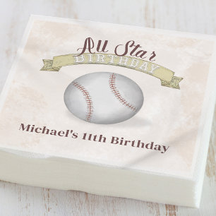 Birthday Vintage Whimsical Baseball All Star Party Napkin