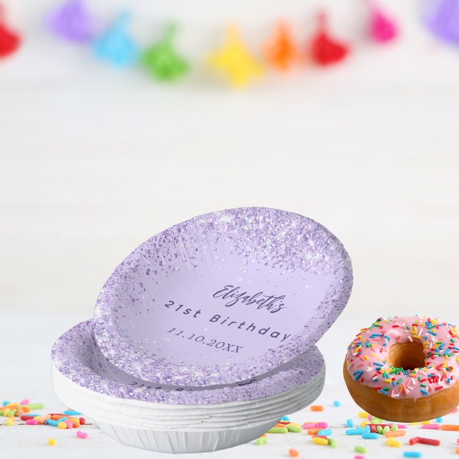 Birthday violet confetti elegant girly paper plate (Creator Uploaded)