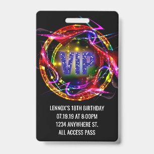 Birthday VIP Pass Badge Invitation