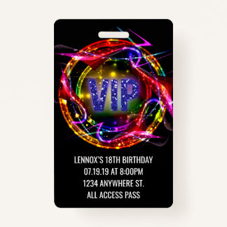 Birthday VIP Pass Badge Invitation