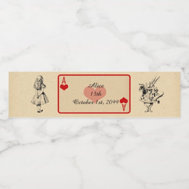Birthday Water Bottle Label, Alice Wonderland Water Bottle Label (Single Label)