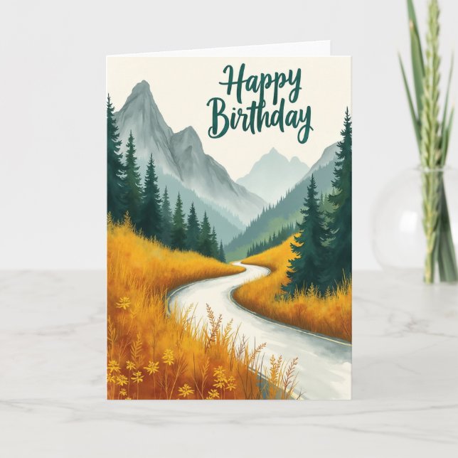 Birthday Watercolor Path Card (Front)