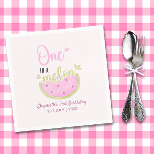 Birthday watermelon Girl one in a melon Napkin