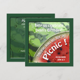 Birthday Watermelon Summer Picnic Invitation