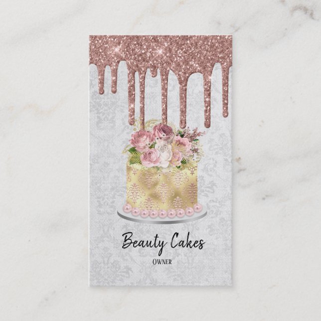 Birthday Wedding Cake Planner Drips Business Card (Front)