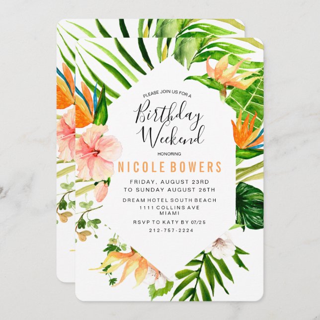 Birthday Weekend Itinerary Invitation (Front/Back)