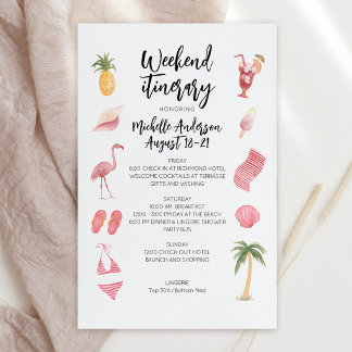 Birthday Weekend Itinerary Watercolor Beach