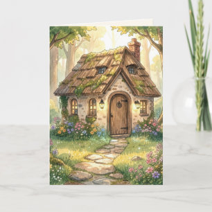 Birthday Whimsical Watercolor Cottage Card