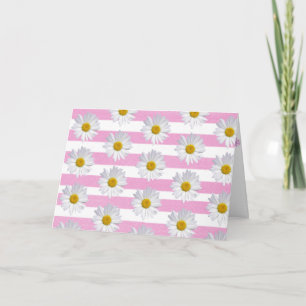 birthday white daisies on pink stripe card