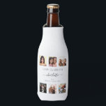 Birthday white friends photo collage bottle cooler<br><div class="desc">A gift from friends for a woman's 21st birthday, celebrating her life with a collage of 6 of your high quality photos of her, her friends, family, interest or pets. Personalize and add her name, age 21 and your names. Black text. A chic, modern white background colour. Her name is...</div>