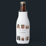 Birthday white friends photo collage bottle cooler<br><div class="desc">A gift from friends for a woman's 21st birthday, celebrating her life with a collage of 6 of your high quality photos of her, her friends, family, interest or pets. Personalize and add her name, age 21 and your names. Black text. A chic, modern white background colour. Her name is...</div>