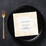 Birthday white gold glitter dust photo name napkin<br><div class="desc">For an elegant 21st (or any age) birthday.  A chic white background colour. Decorated with faux gold glitter dust. Personalize and add a name,  and age. The word birthday is written with a modern hand lettered style script with swashes.</div>