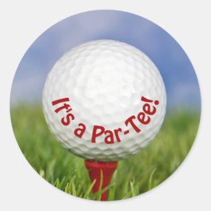 Birthday White Golf Ball on Red Tee   Classic Round Sticker