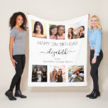 Birthday white photo collage friends fleece blanket<br><div class="desc">A gift from friends for a woman's 21st birthday, celebrating her life with a collage of 6 of your high quality photos of her, her friends, family, interest or pets. Personalize and add her name, age 21 and your names. Black text. A chic, classic elegant white background colour. Her name...</div>